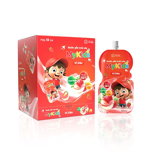 Nước yến trái cây Mykids vị Dâu – Túi 100 ml